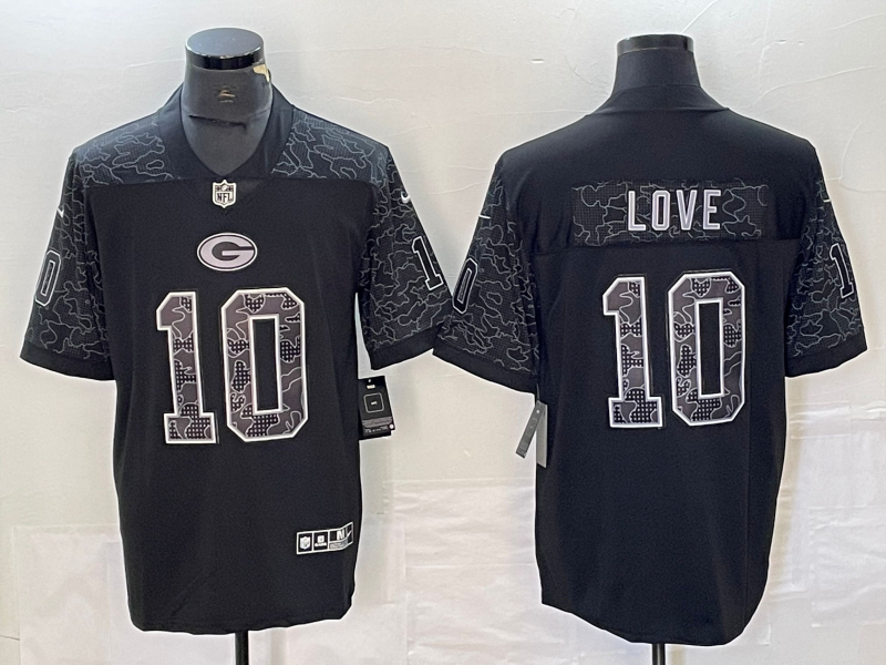 Men's Green Bay Packers Jordan Love #10 Black RFLCTV Limited Jersey1