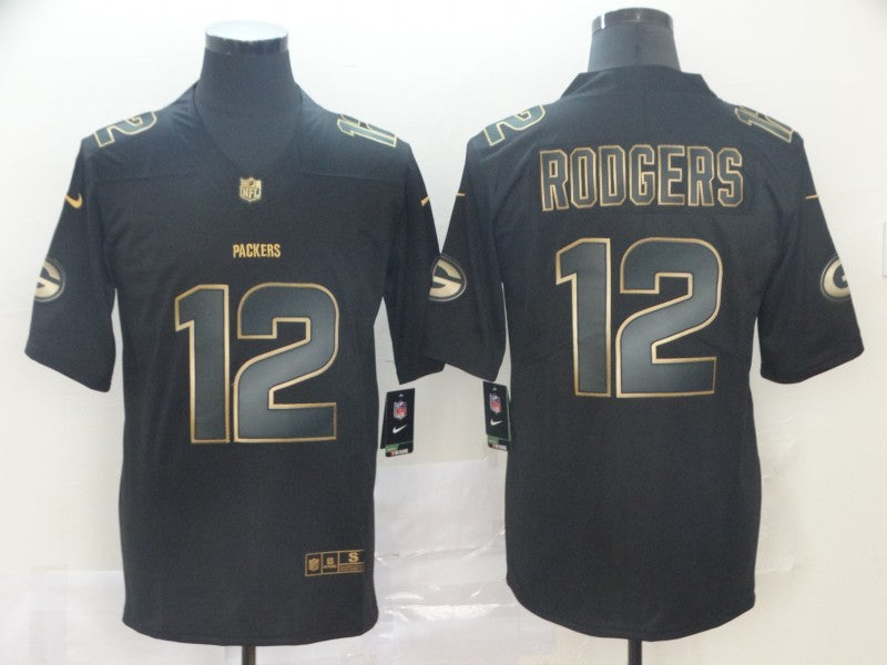 Men's Green Bay Packers #12 Aaron Rodgers Black Authentic Game Jersey1