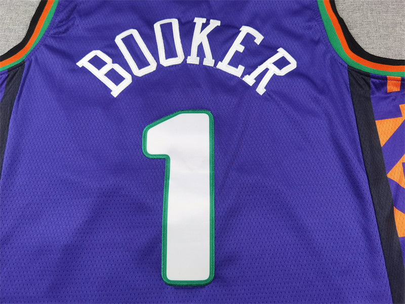 Men's Phoenix Suns Devin Booker #1 Purple 2024/25 Swingman Player Jersey1 - City Edition