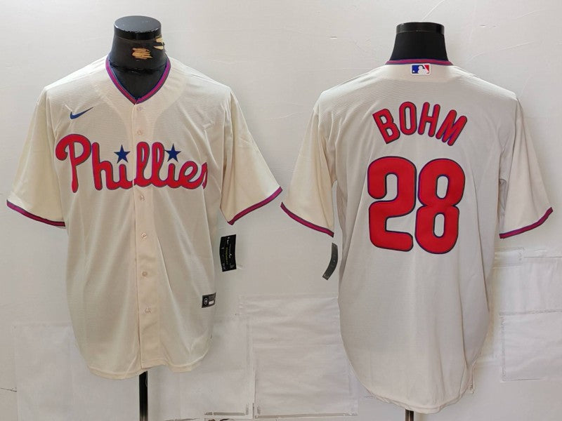Men's Philadelphia Phillies Alec Bohm #28 Cream Limited Player Jersey1