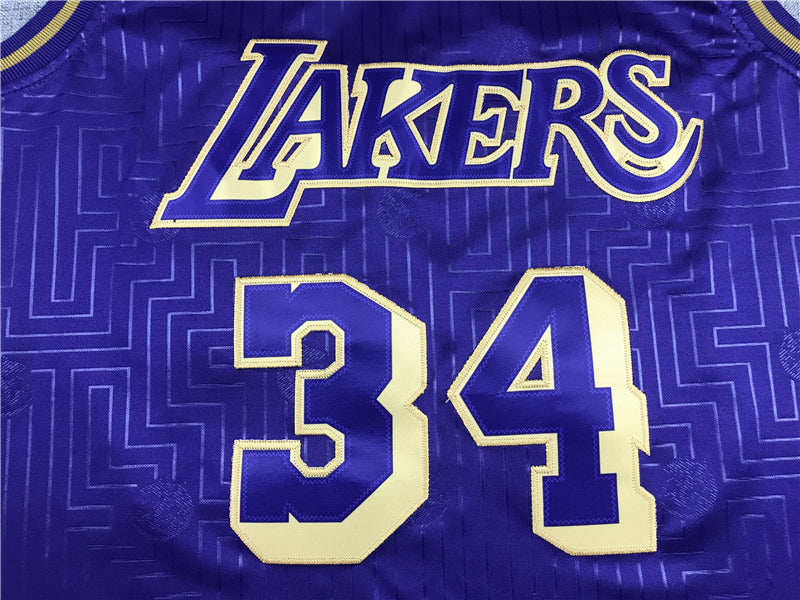 Men's Los Angeles Lakers Shaquille O'Neal Hardwood Classics Swingman Jersey1