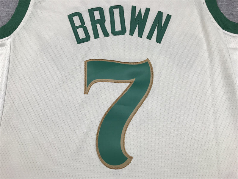 Men's Boston Celtics Jaylen Brown #7 White 2023/24 Swingman Jersey1 - City Edition