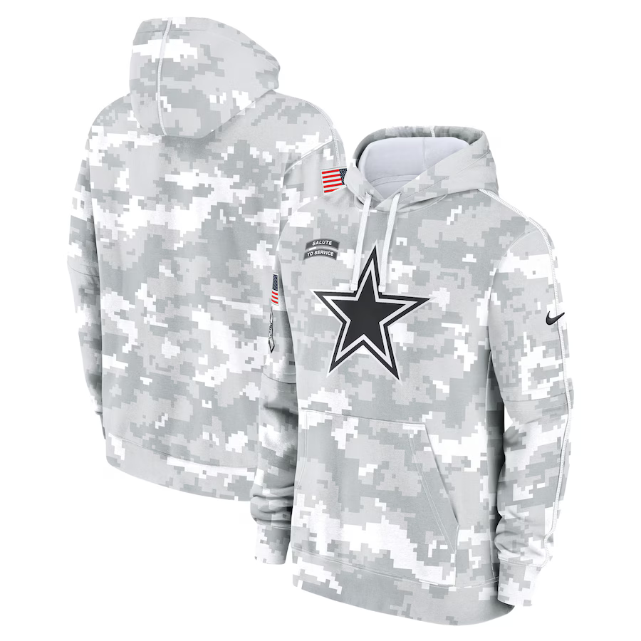 Dallas Cowboys Arctic Camo 2024 Salute to Service Fleece Pullover Hoodie - JerseysFreak