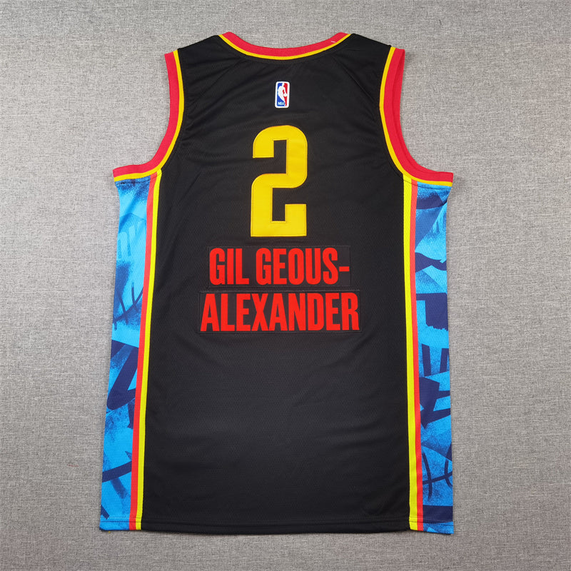 Men's Oklahoma City Thunder Shai Gilgeous-Alexander #2 Black 2024/25 Swingman Player Jersey1 - City Edition