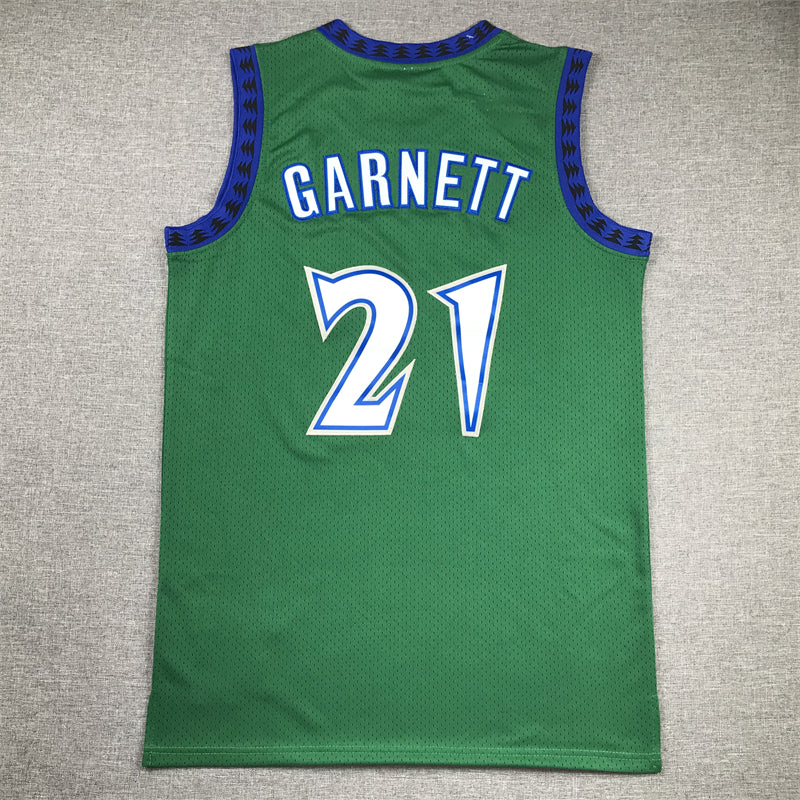 Men's Minnesota Timberwolves Kevin Garnett #21 Green Hardwood Classics Swingman Jersey1