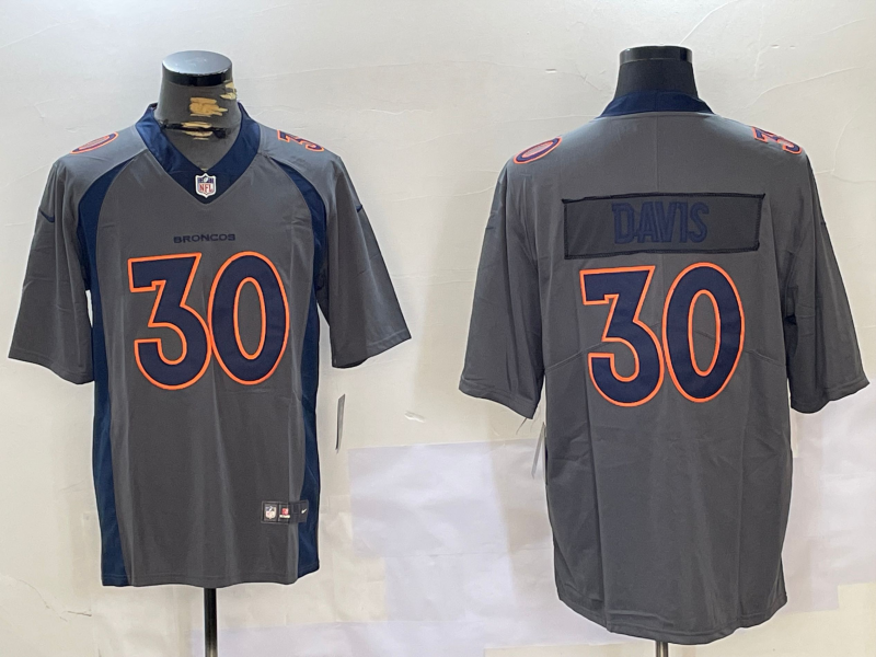Men's Denver Broncos Terrell Davis #30 Gray Game Jersey1