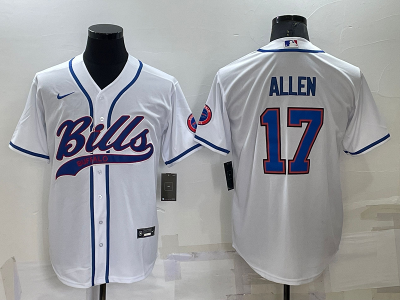 Men's Buffalo Bills Josh Allen #17 White Game Jersey1 Joint Edition