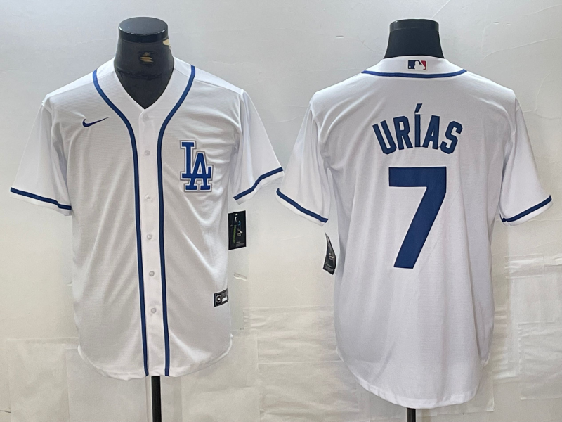 Men's Los Angeles Dodgers Julio Urias #7 White Limited Player Jersey1