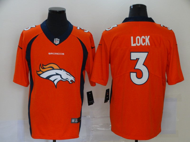 Men's Denver Broncos Drew Lock #3 Orange Player Game Jersey1