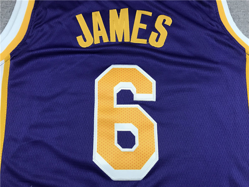 Men's Los Angeles Lakers LeBron James #6 Purple 2022/23 Swingman Player Jersey1
