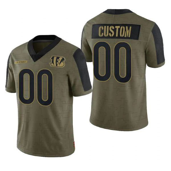 Custom2 Cincinnati Bengals Olive 2021 Salute To Service Limited Jersey2 Name And Number Size S to 6XL Christmas Birthday Gift American Stitched Football Jersey2s