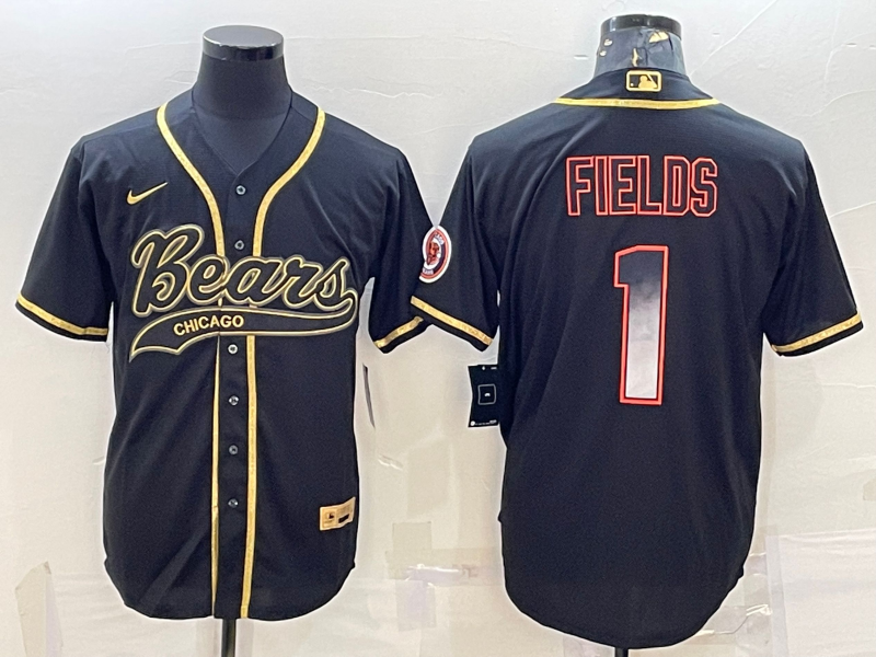 Men's Chicago Bears Justin Fields #1 Black Player Jersey1 Joint Edition