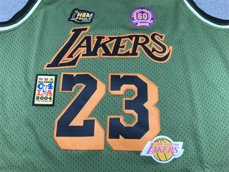 Men's Los Angeles Lakers LeBron James #23 Army Green 2018-19 Hardwood Classics Swingman Jersey1