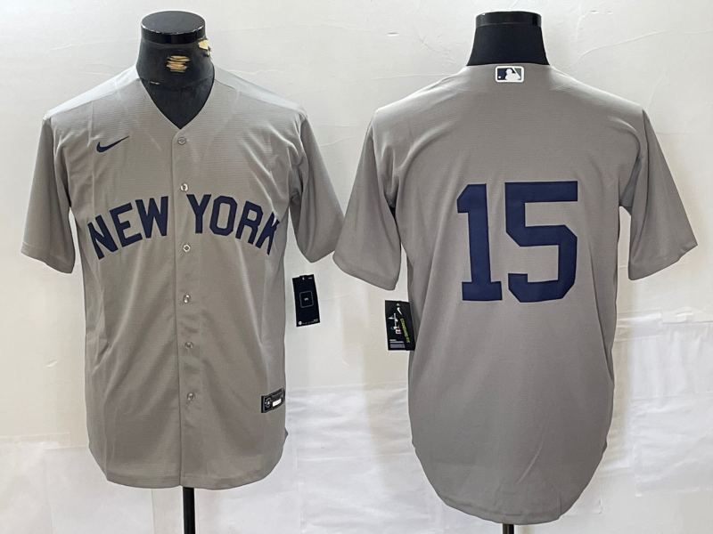 Men's New York Yankees Thurman Munson #15 Gray Replica Player Name Jersey1