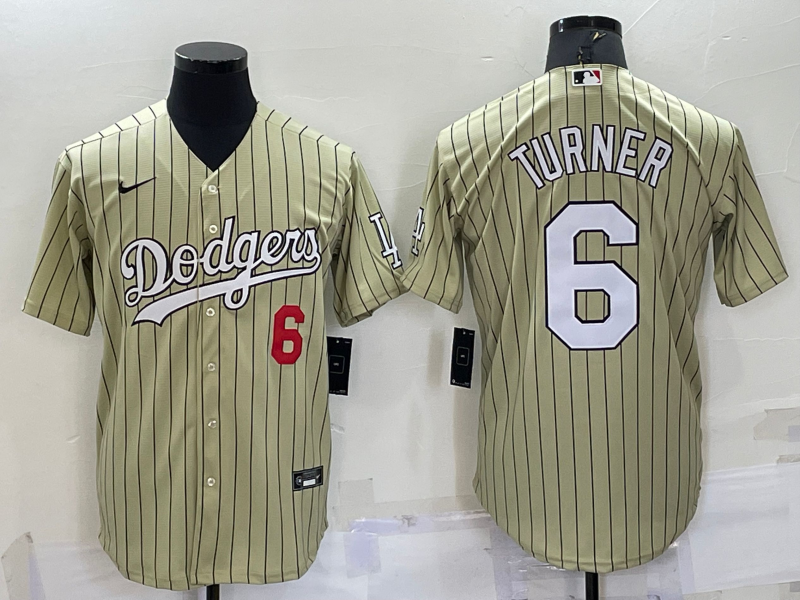 Men's Los Angeles Dodgers Trea Turner #6 Gold Replica Baseball Jersey1