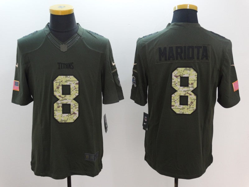 Men's Tennessee Titans Marcus Mariota #8 Army Green Game Jersey1