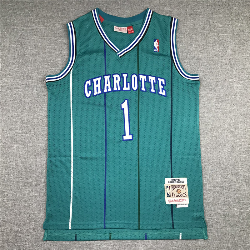 Men's Charlotte Hornets Muggsy Bogues 1992-93 Hardwood Classics Swingman jersey1