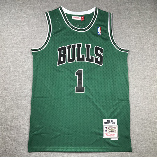 Men's Chicago Bulls Derrick Rose #1 Green Swingman Jersey1