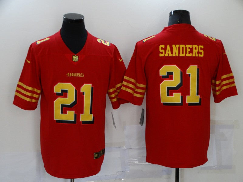 Men's San Francisco 49ers Deion Sanders #21 Red Player Game Jersey1