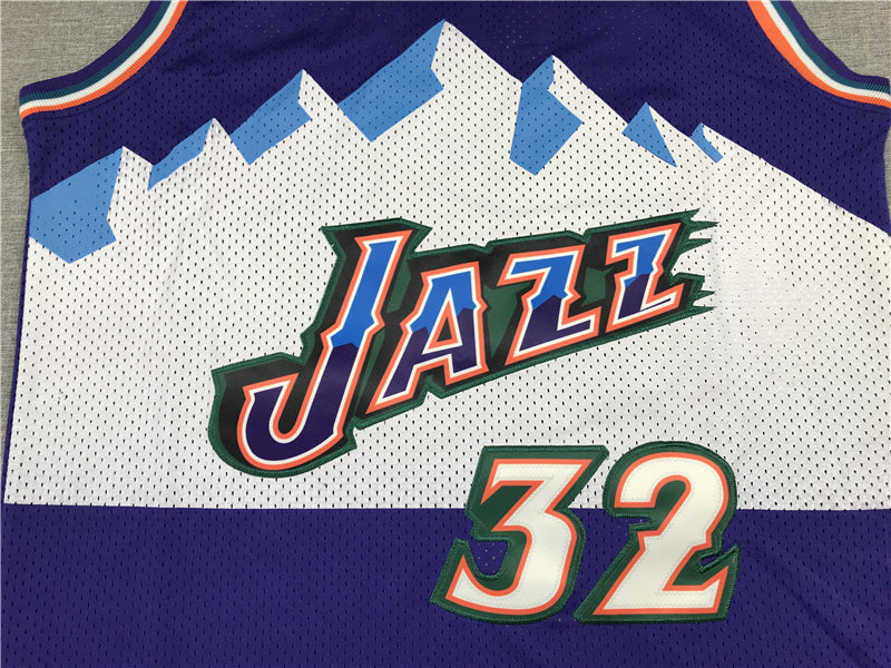 Men's Utah Jazz Karl Malone #32 Purple Hardwood Classics Throwback Team Jersey1