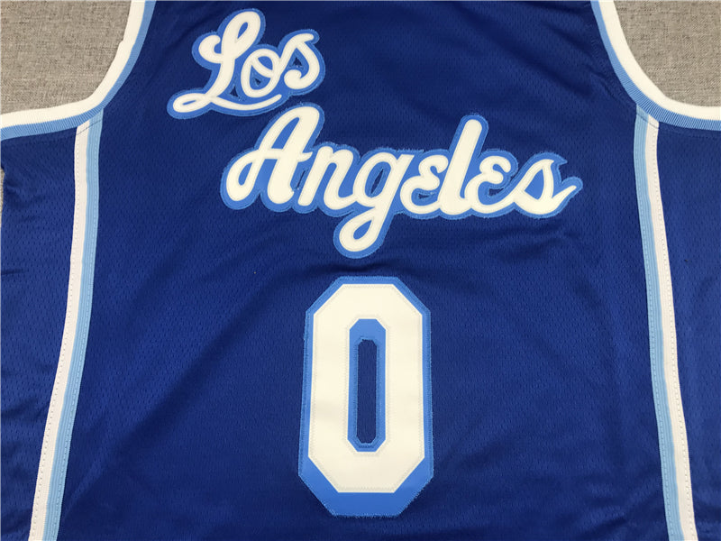 Men's Los Angeles Lakers Russell Westbrook Blue Hardwood Classic Swingman Jersey1