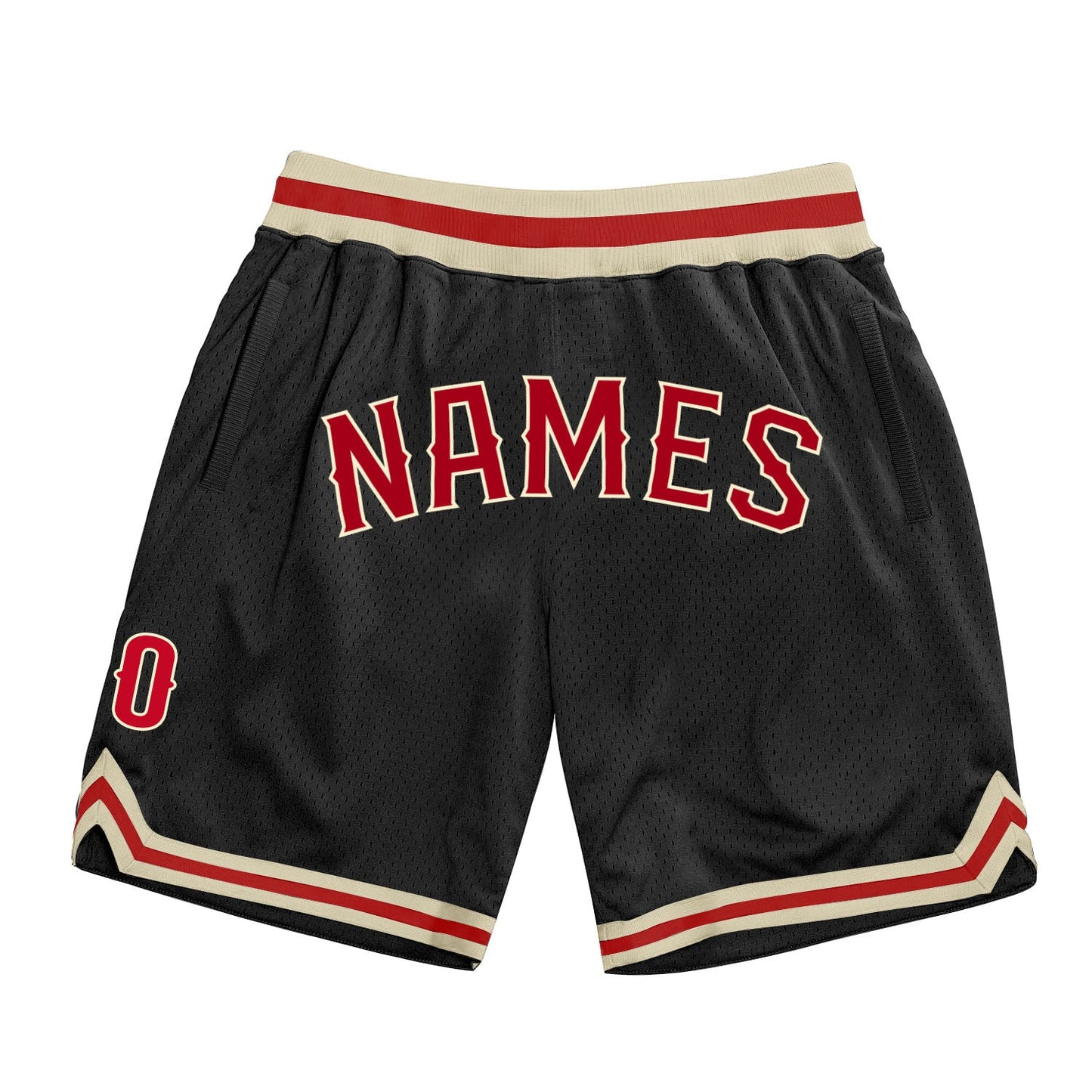 Custom Black Red Cream Basketball Shorts