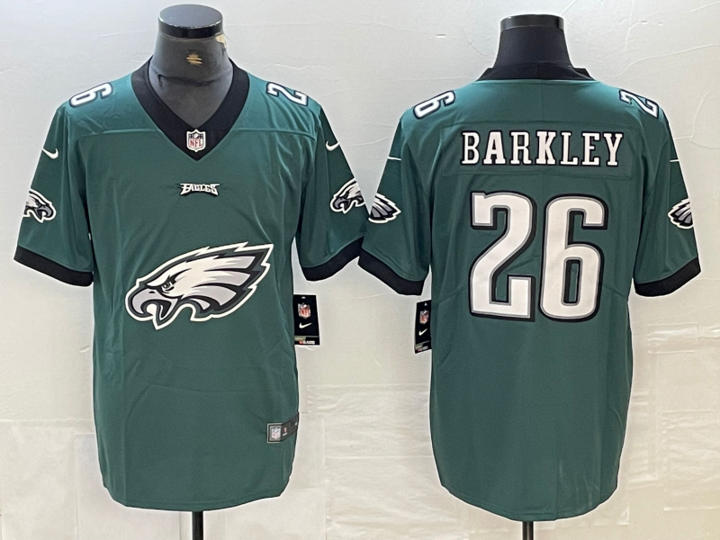 Men's Philadelphia Eagles Saquon Barkley #26 Midnight Green Game Jersey1