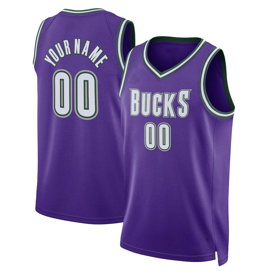 Men's Milwaukee Bucks Purple 2022/23 Custom Swingman Jersey1 - Classic Edition