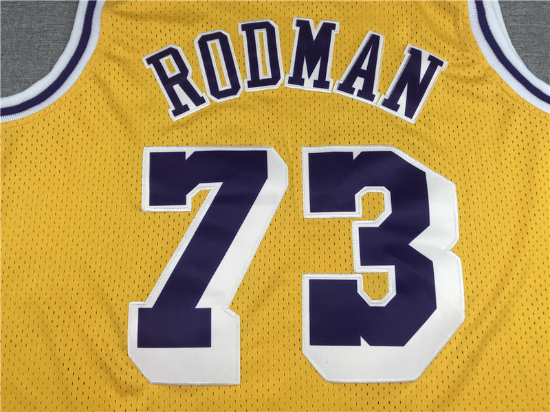 Men's Los Angeles Lakers Dennis Rodman Classics Swingman Jersey1 - Retro Yellow