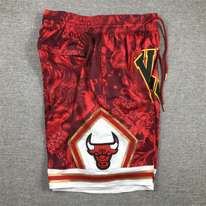 Men's Chicago Bulls Tiger Year Limited Edition Red Basketball Shorts1