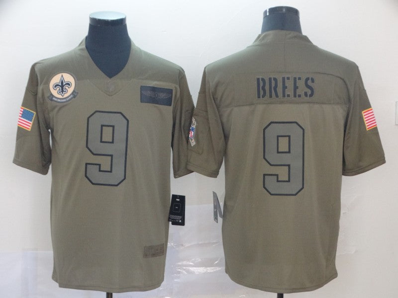 Men's New Orleans Saints Drew Brees #9 Brown Alternate Game Jersey1