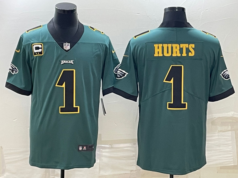Men's Philadelphia Eagles Jalen Hurts #1 Midnight Green Game Jersey1