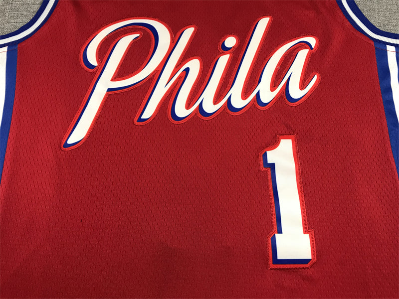Men's Philadelphia 76ers James Harden Red Fastbreak Replica Player Jersey1
