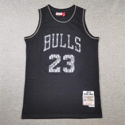 Men's Chicago Bulls Michael Jordan #23 Black 1997/98 Hardwood Classics Authentic Jersey1