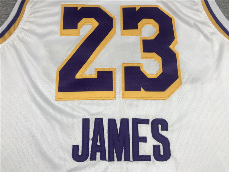 Men's Los Angeles Lakers LeBron James #23 NBA White Swingman Player Jersey1
