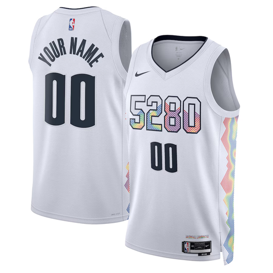 Men's Denver Nuggets White 2024/25 Custom Swingman Jersey1 - City Edition