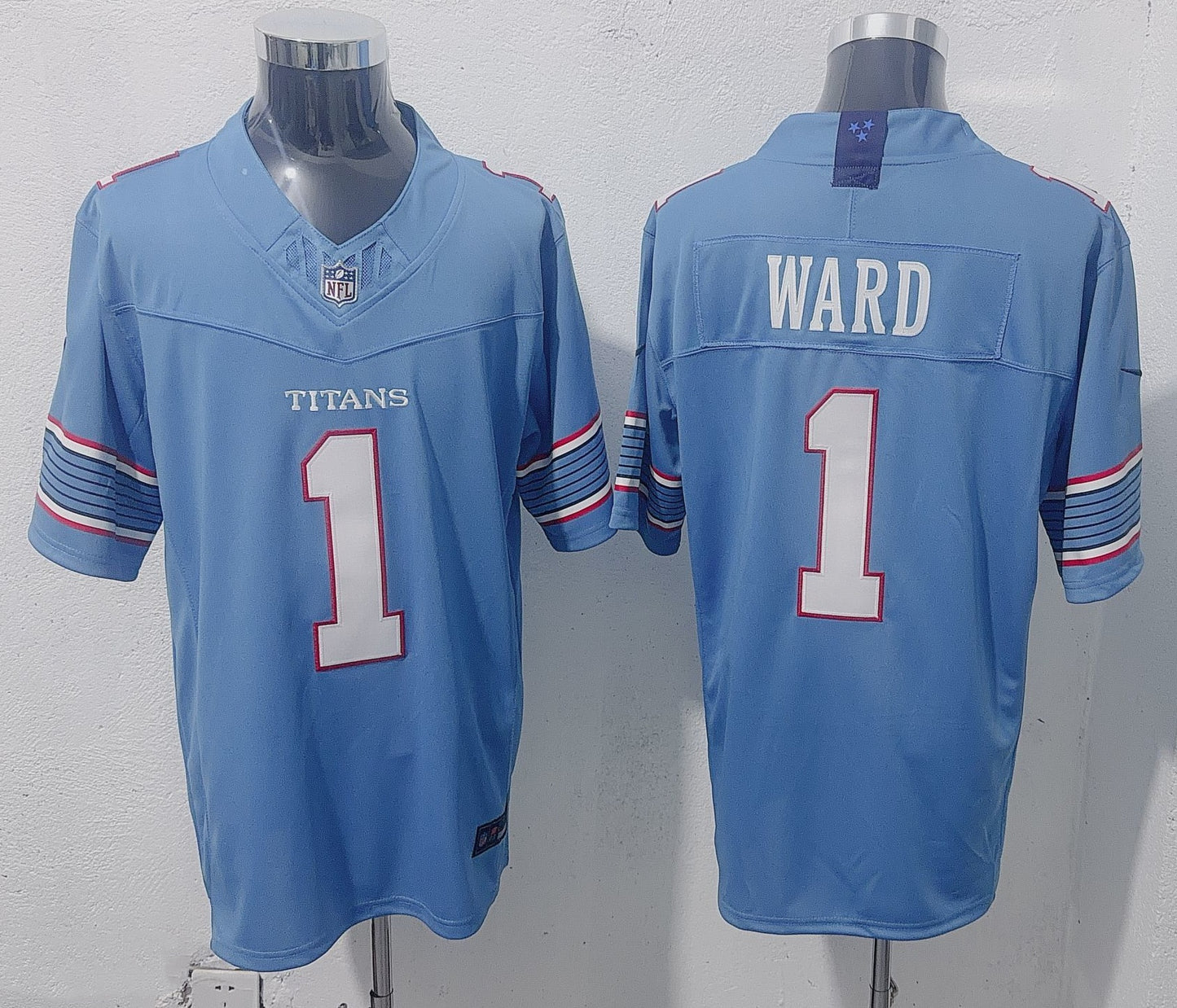 Men's Tennessee Titans Cameron Ward #1 Light Blue Player Game Jersey