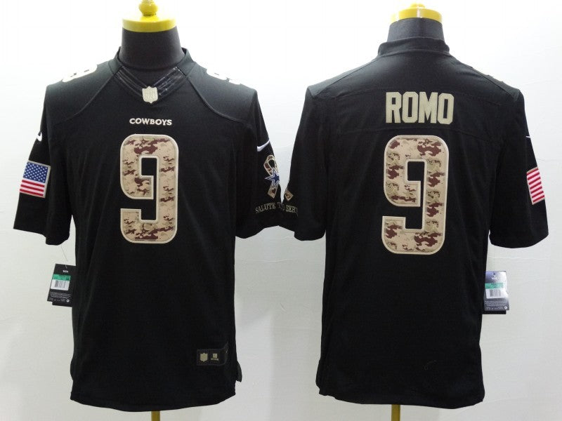 Men's Dallas Cowboys Tony Romo #9 Black Game Player Jersey1