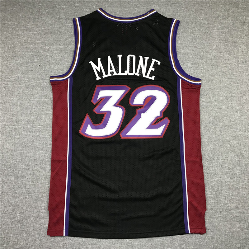 Men's Utah Jazz Karl Malone Black 1998-99 Hardwood Classics Swingman Jersey1