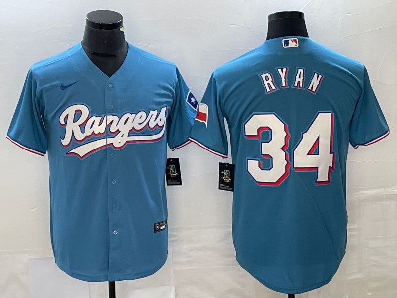 Men's Texas Rangers Nolan Ryan #34 Light Blue Replica Player Jersey1