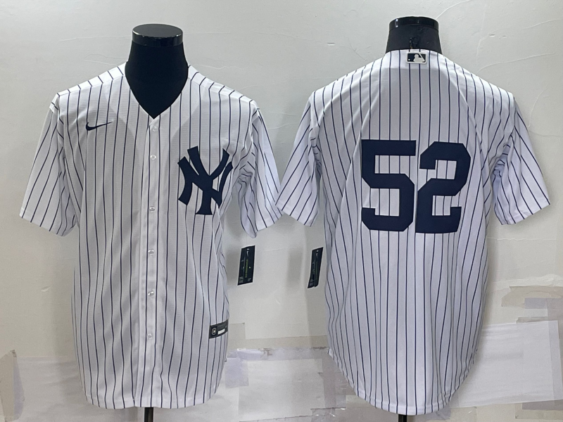 Men's New York Yankees CC Sabathia #52 White Replica Player Name Jersey1