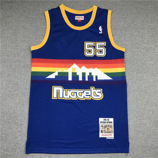 Men's Denver Nuggets Dikembe Mutombo 1991-92 Blue Hardwood Classics Swingman Jersey1