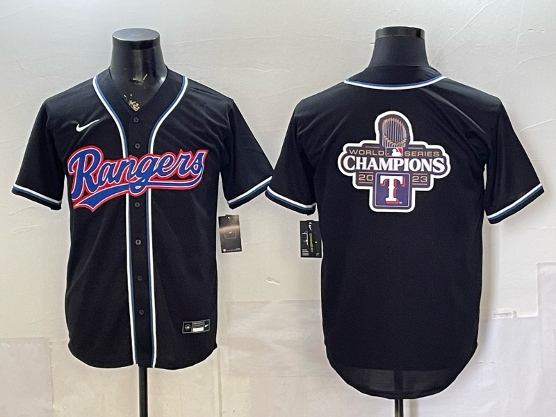 Men's Texas Rangers Black Fashion Game Out Jersey