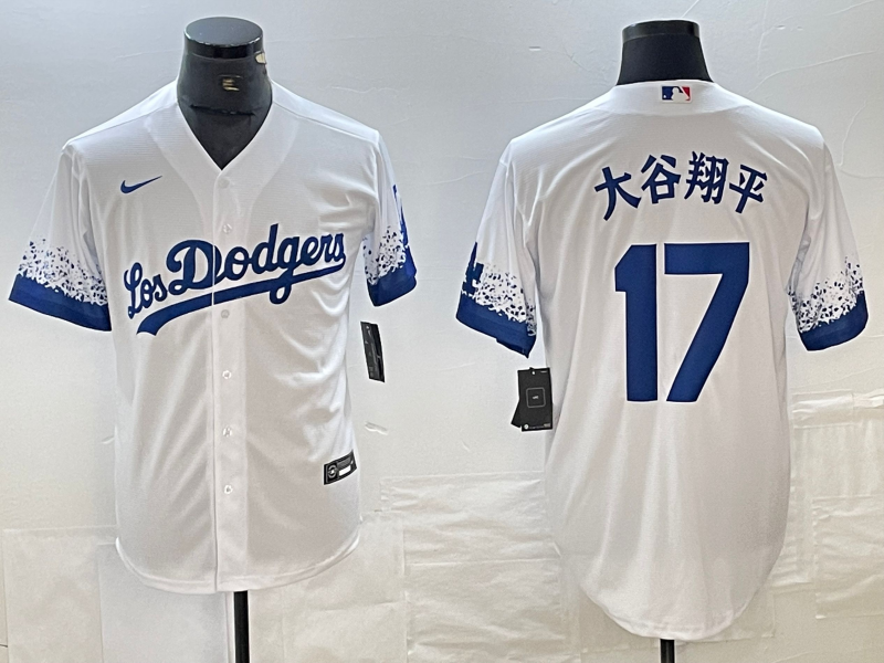 Men's Los Angeles Dodgers Shohei Ohtani #17 White Limited Game Jersey1