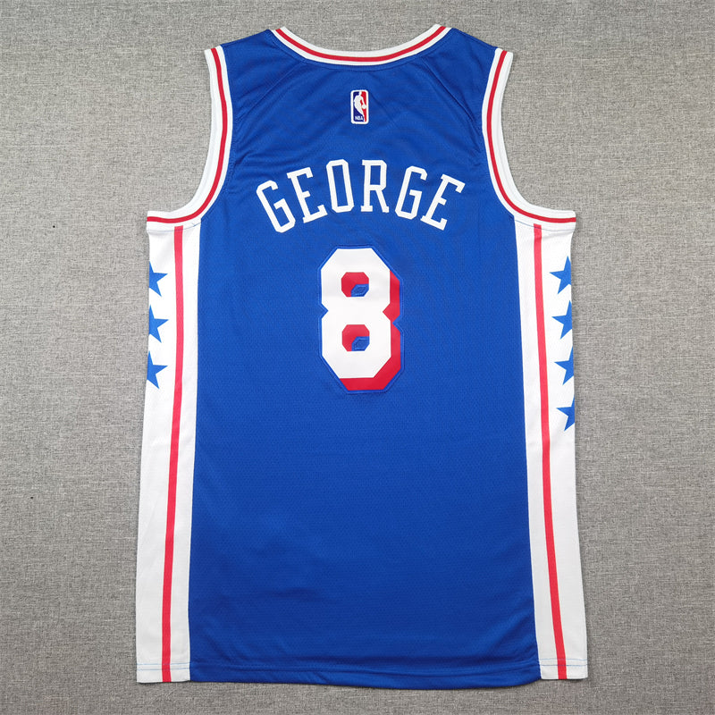 Men's Philadelphia 76ers Paul George #8 Royal Swingman Jersey1 - Icon Edition