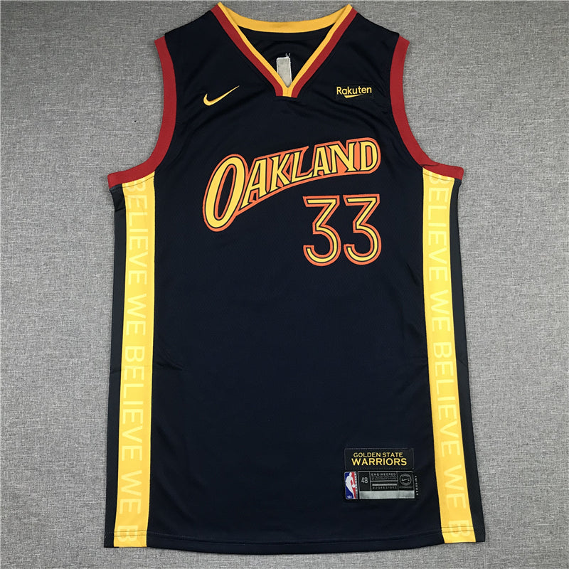 Men's Golden State Warriors James Wiseman #33 Navy Hardwood Classics Jersey1