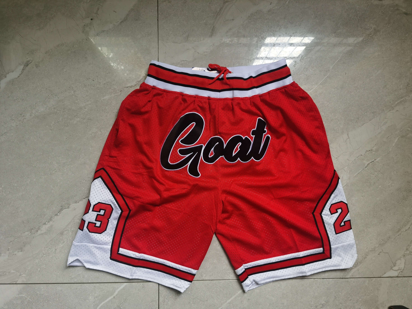 Men's Chicago Bulls No.23 Goat Stitched Red Basketball Shorts1 NEW
