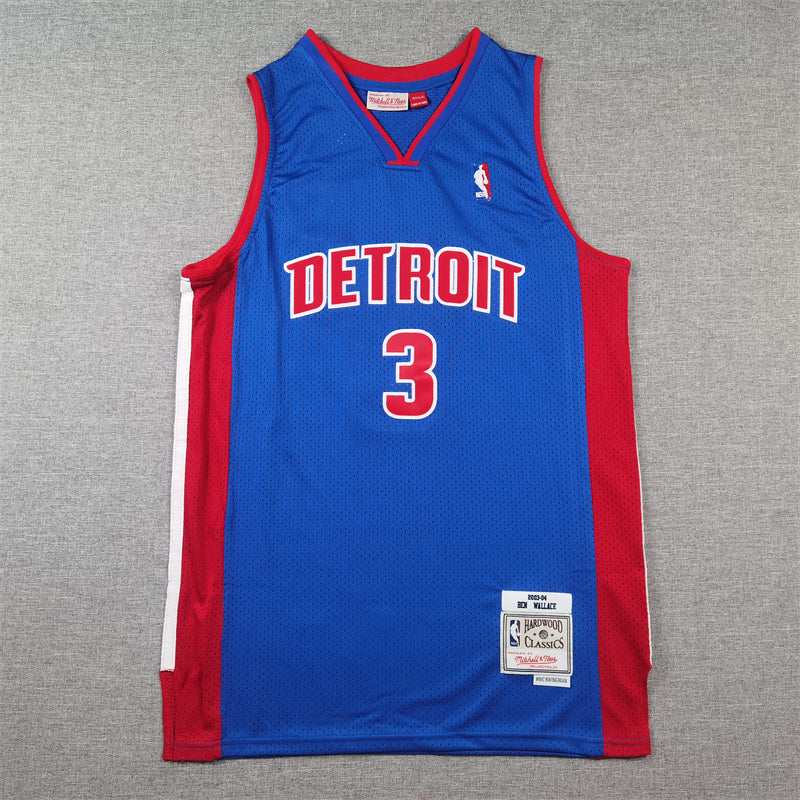 Ben Wallace #3 Detroit Pistons Blue 2003-04 Hardwood Classics Swingman Jersey - JerseysFreak