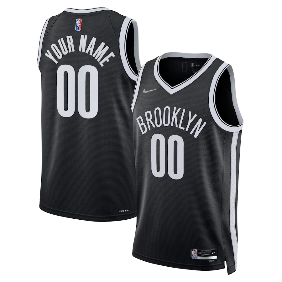 Men's Brooklyn Nets Black 2021/22 Diamond Swingman Custom Jersey1 - Icon Edition