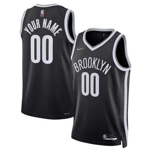 Men's Brooklyn Nets Black 2021/22 Diamond Swingman Custom Jersey1 - Icon Edition